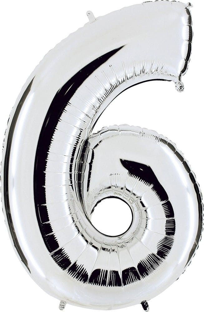 Zahlenballon 6 XXL  - Silber