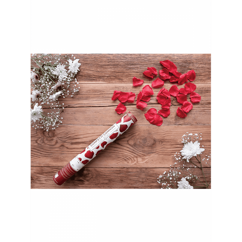 Konfettikanone - 40cm - Rosenblätter - Rot