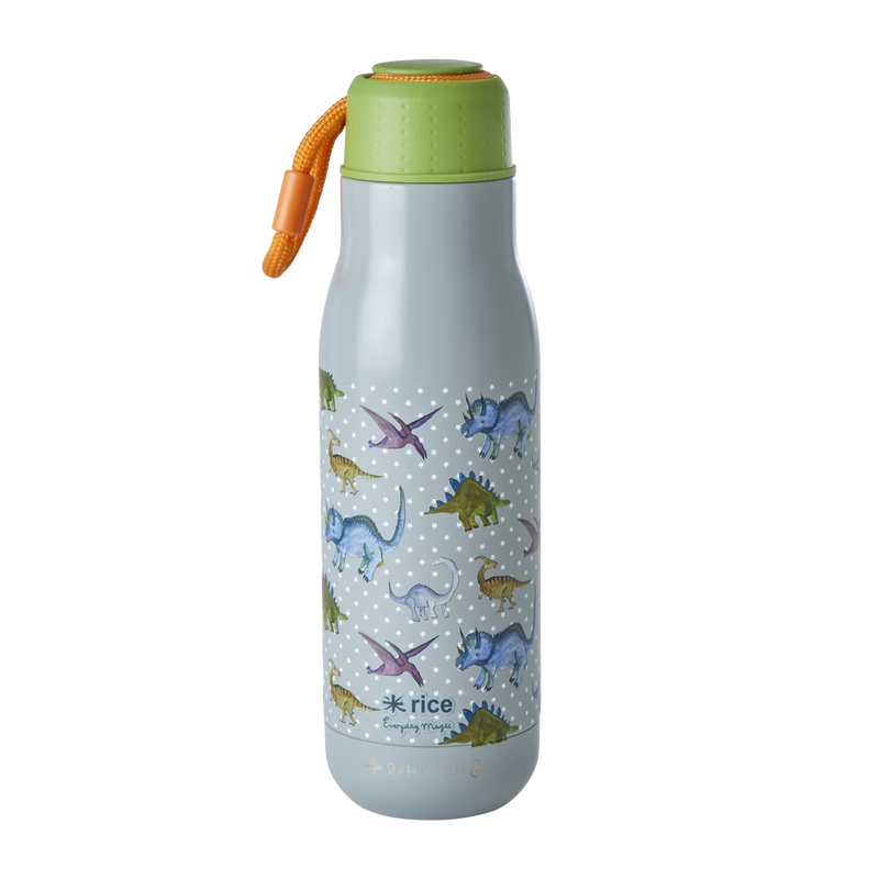 Rostfreier Stahl Flasche - Graublau - New Dino Print