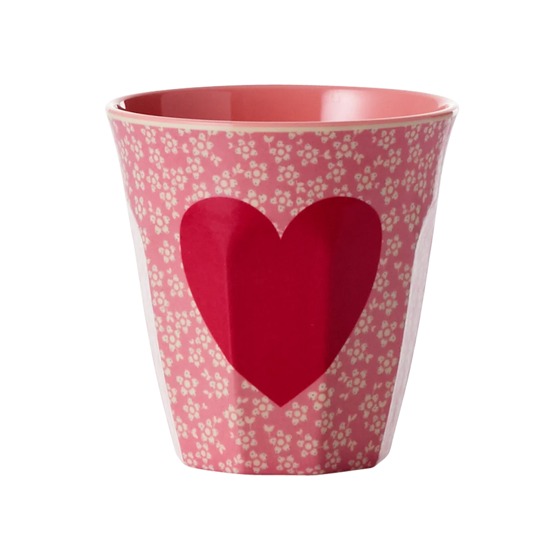 Mittelgroße Becher - Pink - Heart Print