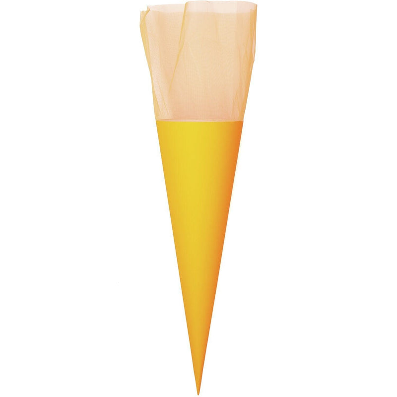 Schultüte mit Tüllverschluss, 70 cm, Neon Orange, FSC Recycled