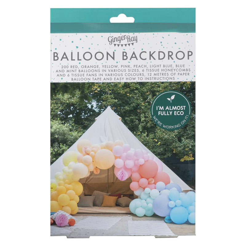 Luxe Bright Balloon Arch with Paper Honeycombs