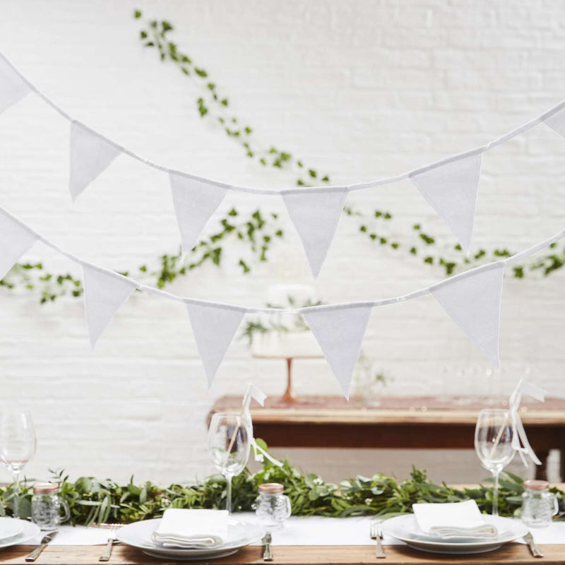 White Fabric Flag Bunting