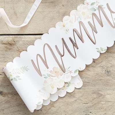 Floral Rose Gold Mummy To Be Baby Shower Sash | Boutique Ballooons