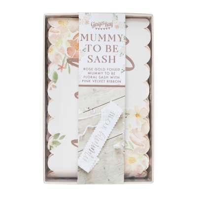 Floral Rose Gold Mummy To Be Baby Shower Sash | Boutique Ballooons