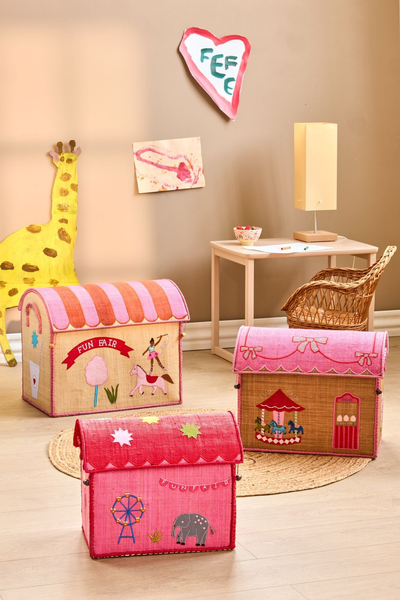 Raffia Aufbewahrungshaus - Pink - Fun Fair Theme - Mittel