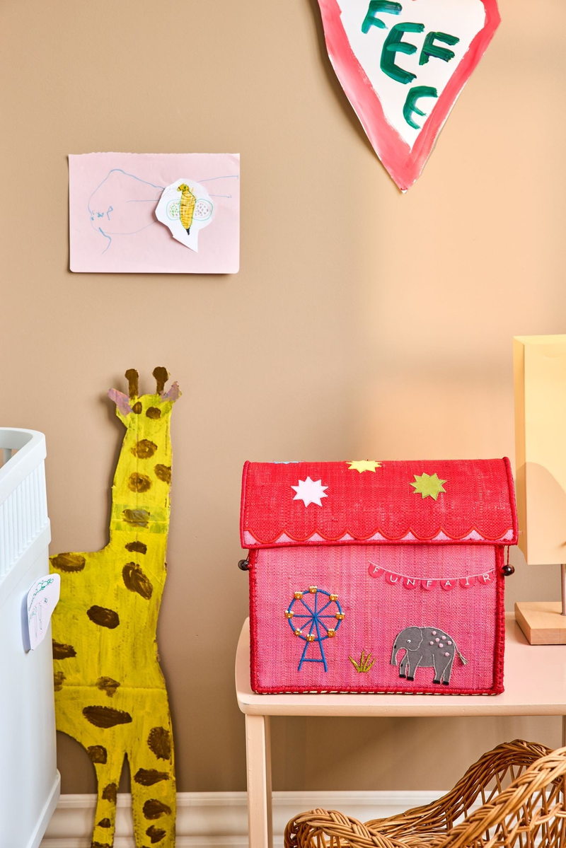 Raffia Aufbewahrungshaus - Pink - Fun Fair Theme - Klein