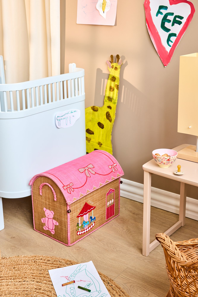 Raffia Aufbewahrungshaus - Pink - Fun Fair Theme - Mittel
