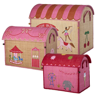 Raffia Aufbewahrungshaus - Pink - Fun Fair Theme - Mittel