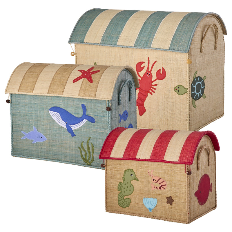 Raffia Aufbewahrungshaus - Ocean - Groß