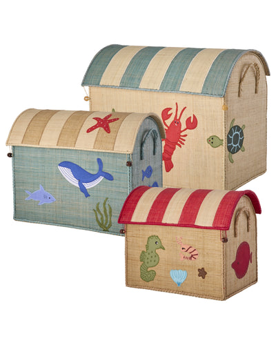 Raffia Aufbewahrungshaus - Ocean - Groß