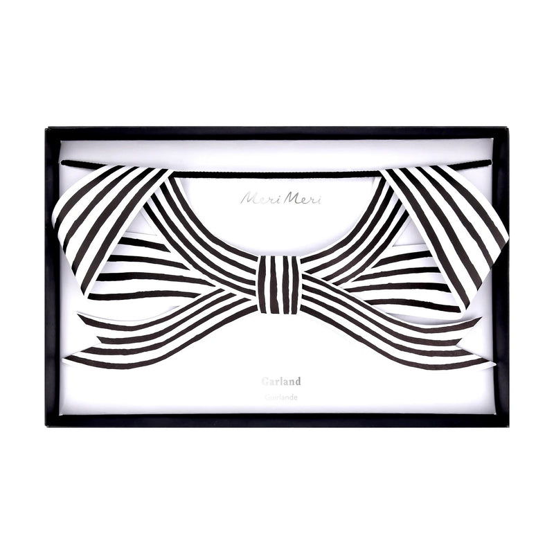 Black & White Stripy Bow Garland