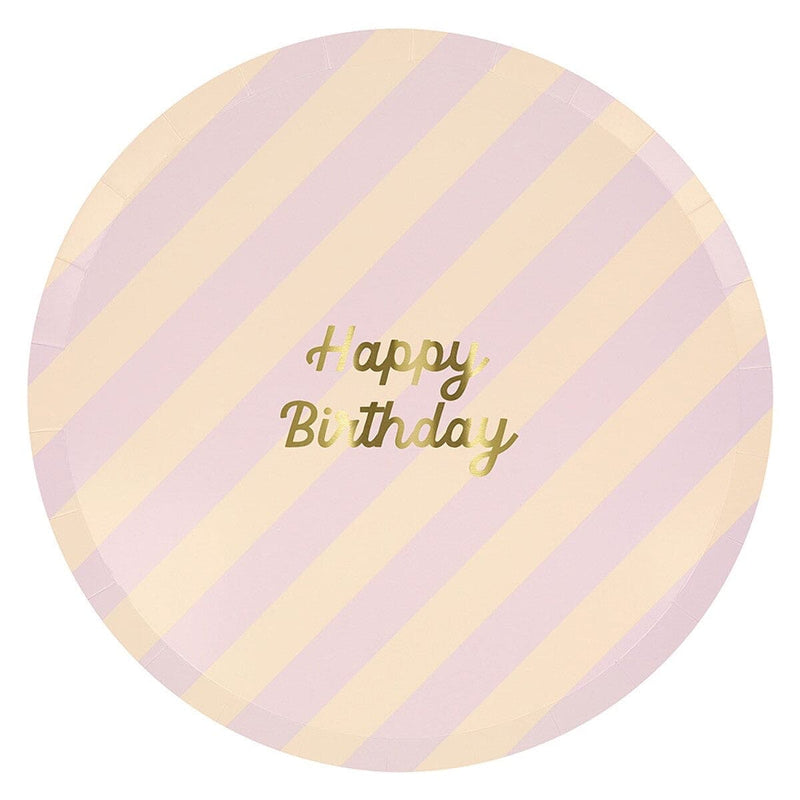 Stripe Happy Birthday Dinner Plates (x 8)
