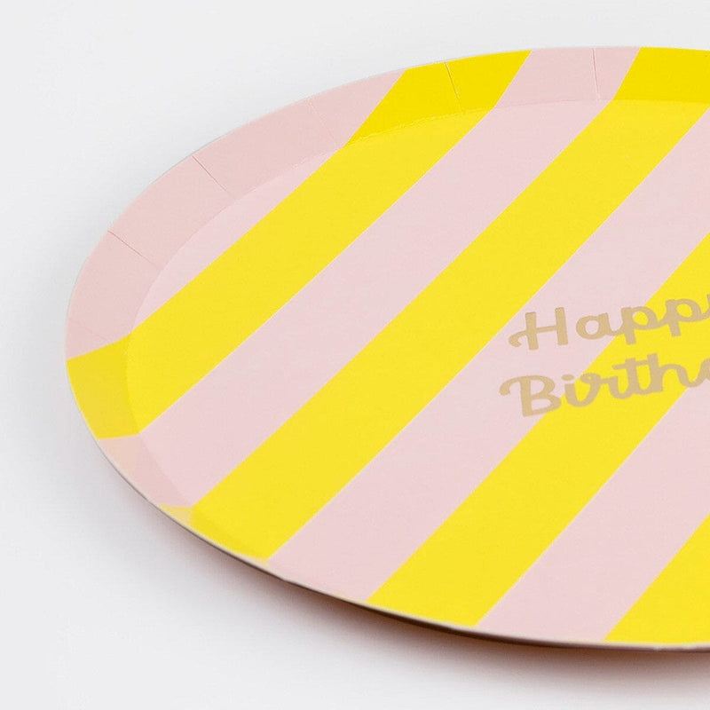 Stripe Happy Birthday Side Plates (x 8)