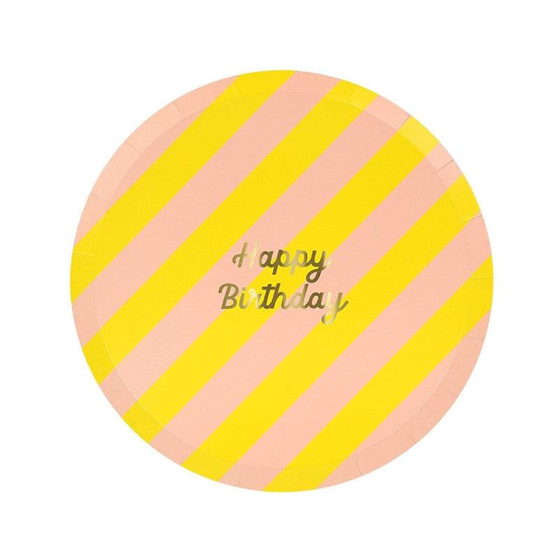 Stripe Happy Birthday Side Plates (x 8)