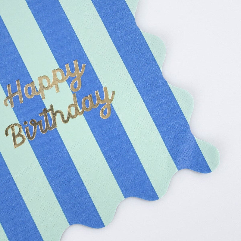 Stripe Happy Birthday Large Napkins (x 16)