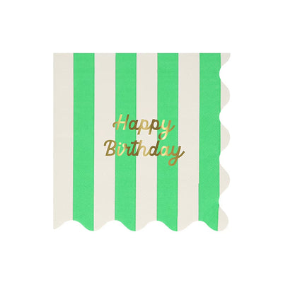 Stripe Happy Birthday Large Napkins (x 16)