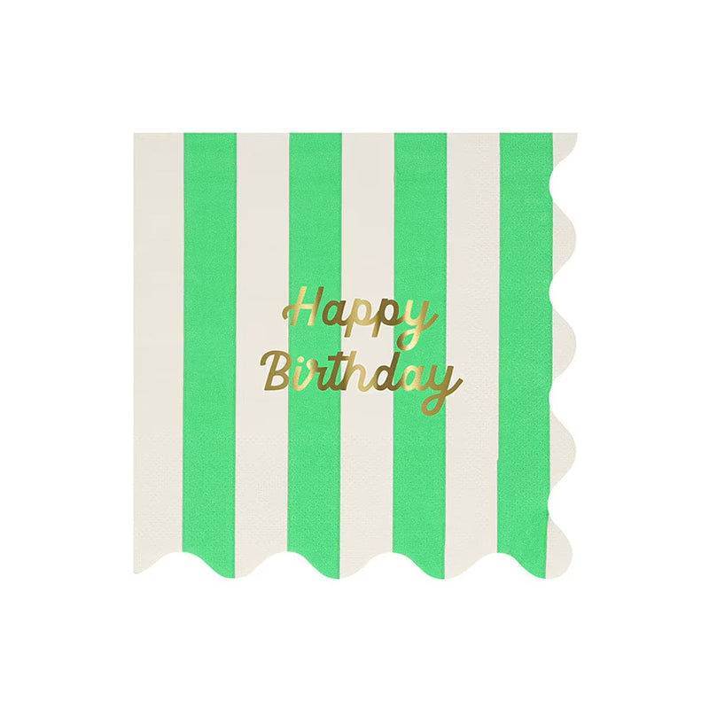 Stripe Happy Birthday Large Napkins (x 16)