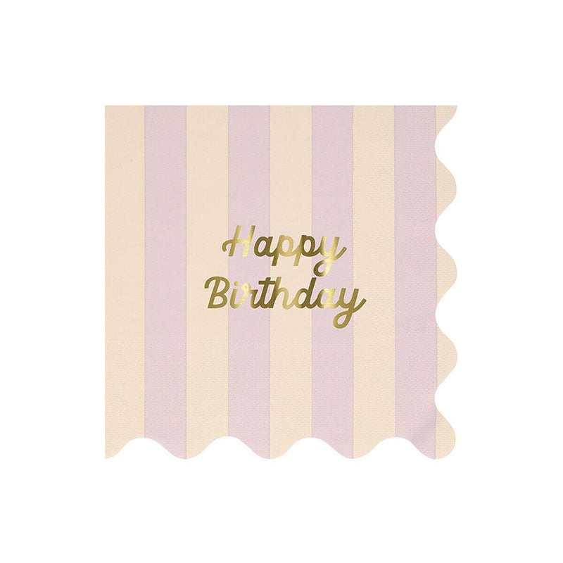 Stripe Happy Birthday Large Napkins (x 16)