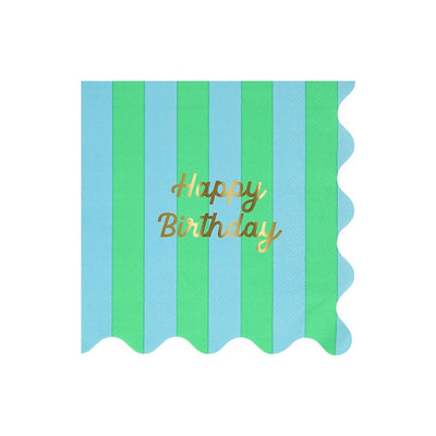 Stripe Happy Birthday Large Napkins (x 16)