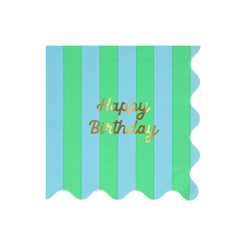 Stripe Happy Birthday Large Napkins (x 16)