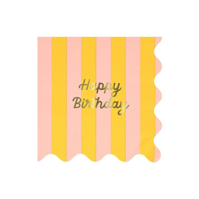 Stripe Happy Birthday Large Napkins (x 16)