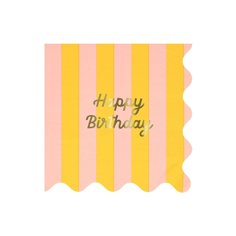 Stripe Happy Birthday Large Napkins (x 16)