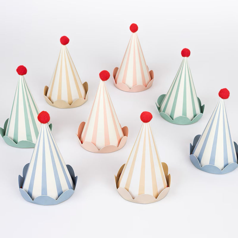 Stripe Pastel Party Hats (x 8)