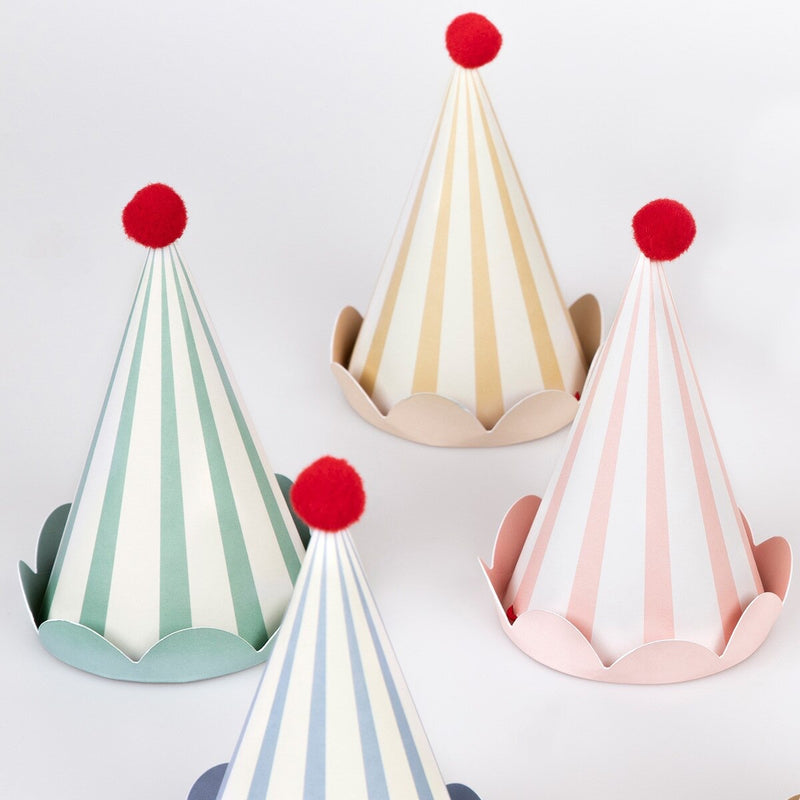 Stripe Pastel Party Hats (x 8)