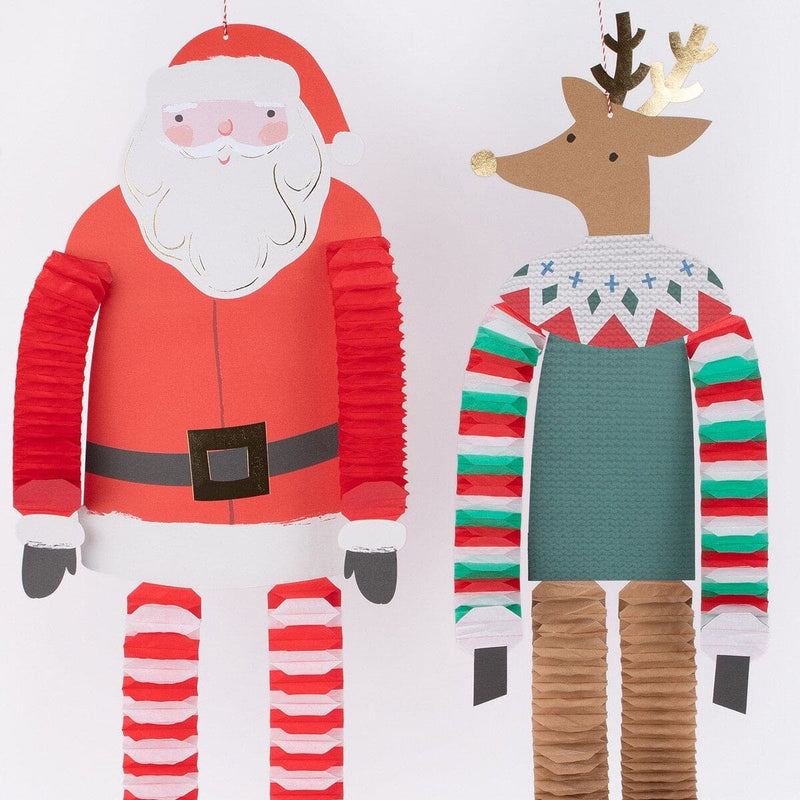 Long Legged Santa & Reindeer Decorations (x 4)