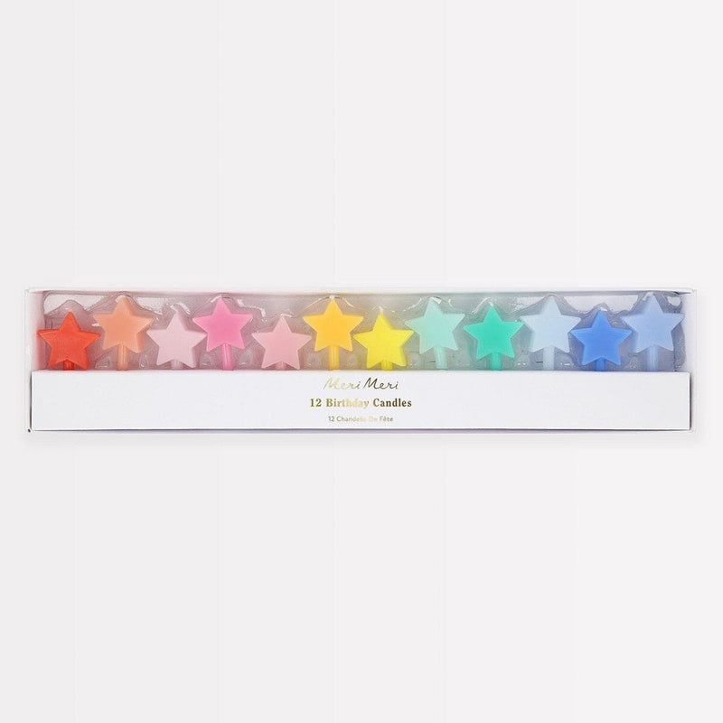 Regenbogen-Stern-Kerzen (x12)