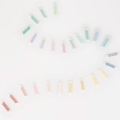 Rainbow Striped Mini Candles (x 50)
