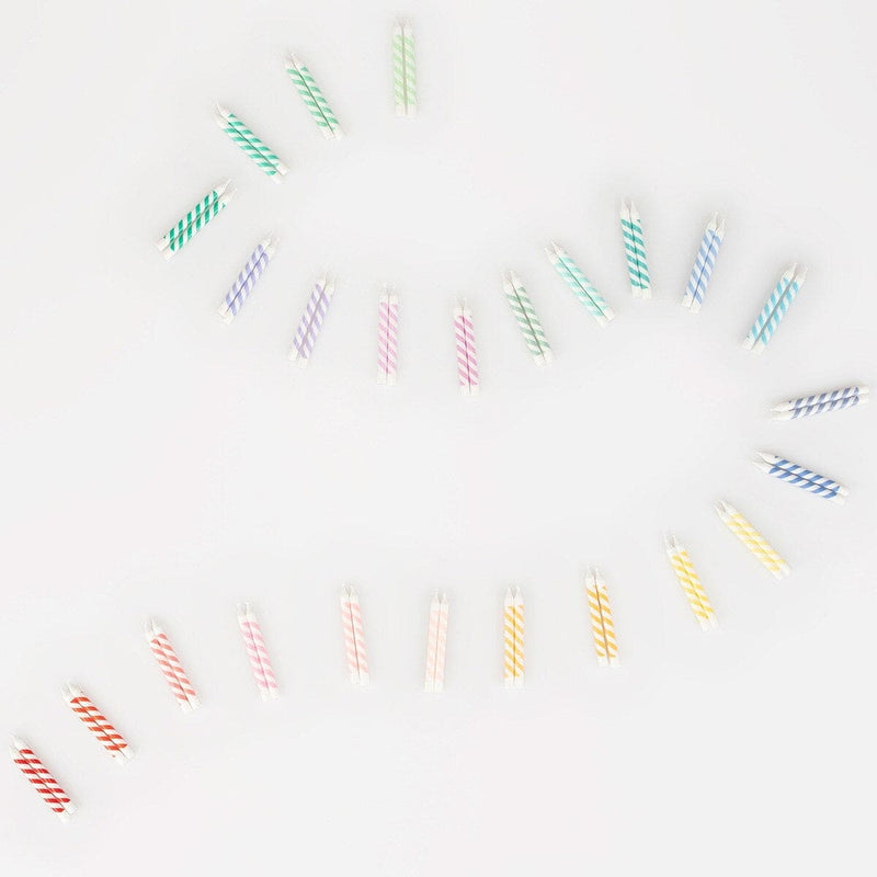 Rainbow Striped Mini Candles (x 50)