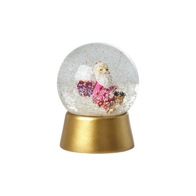 Rund Glas Schneekugel - Gold - Santa Print