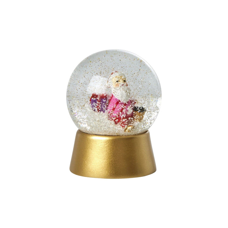 Rund Glas Schneekugel - Gold - Santa Print