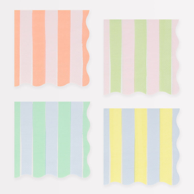 Pastel Stripe Small Napkins (x 16)