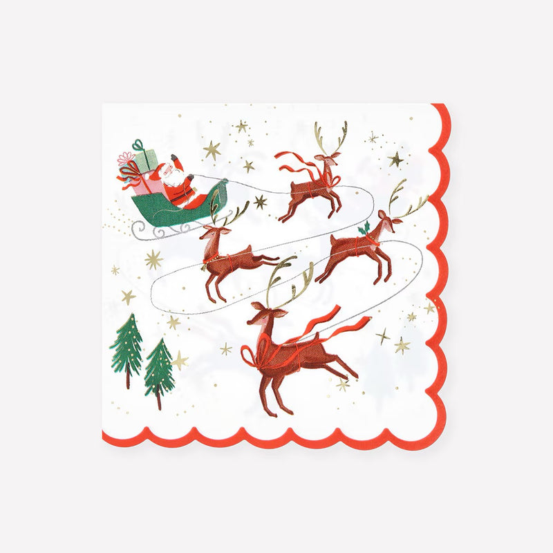 Santa, Sleigh & Reindeer Large Napkins (x 16)