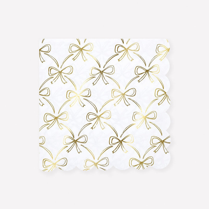 Gold Bow Large Napkins (x 16)