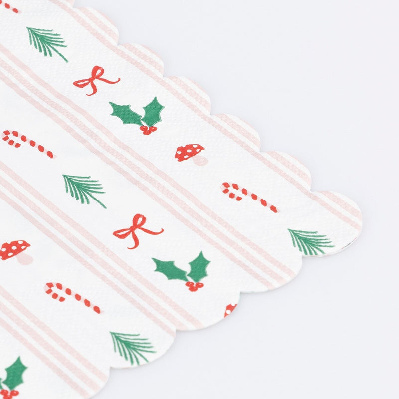 Festive Icon Stripes Large Napkins (x 16)
