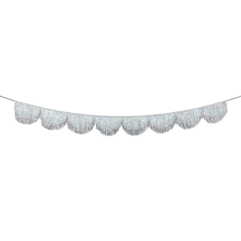 Silver Iridescent Tinsel Scallop Garland