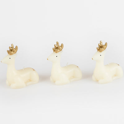 Small Ivory Reindeer Candles (x 3)