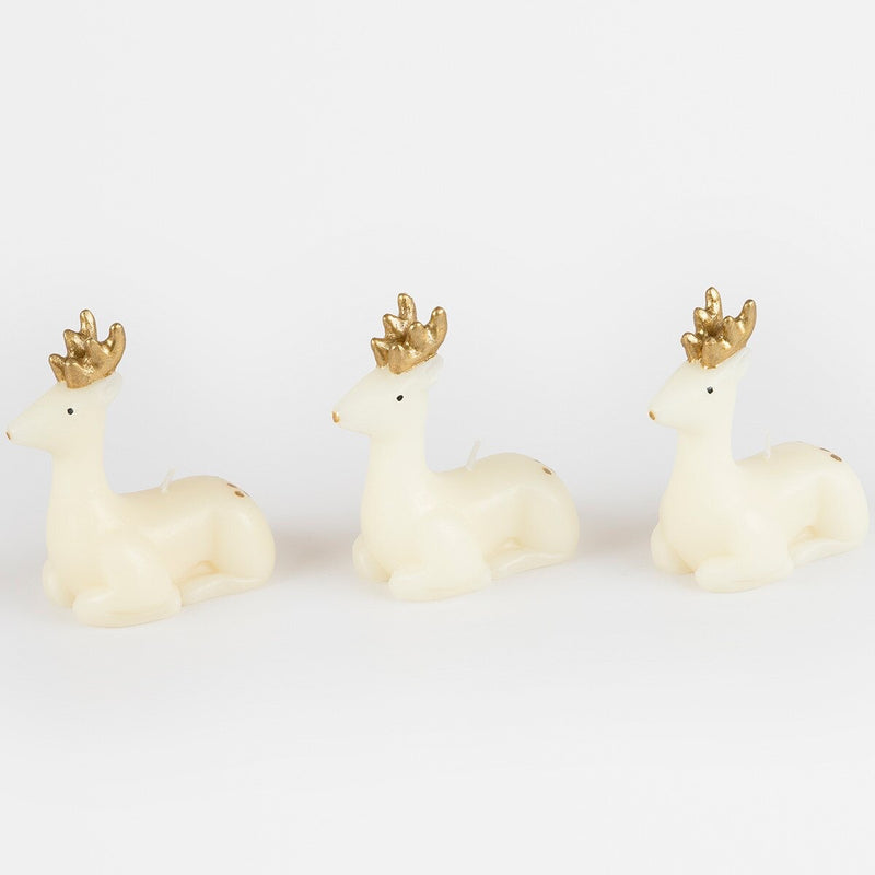 Small Ivory Reindeer Candles (x 3)