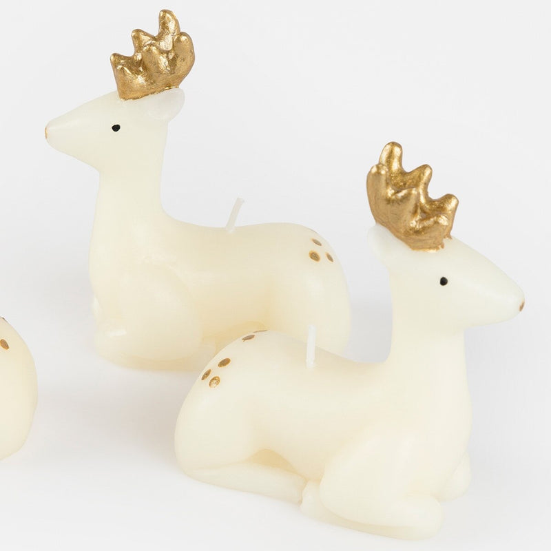Small Ivory Reindeer Candles (x 3)