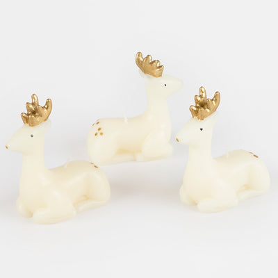 Small Ivory Reindeer Candles (x 3)