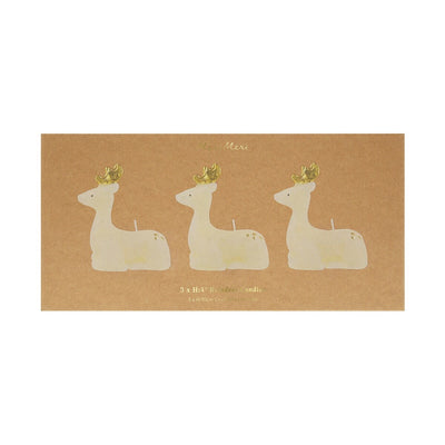Small Ivory Reindeer Candles (x 3)