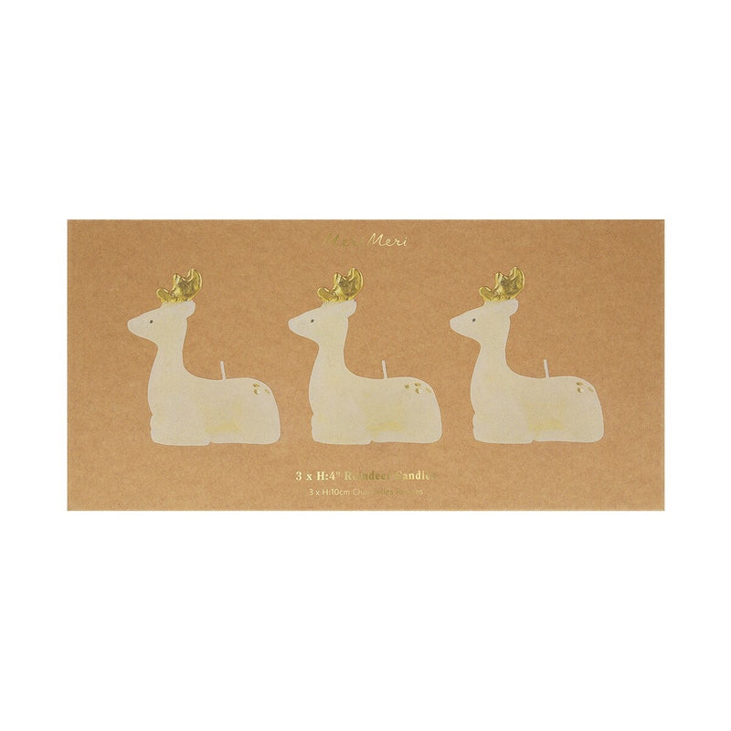 Small Ivory Reindeer Candles (x 3)