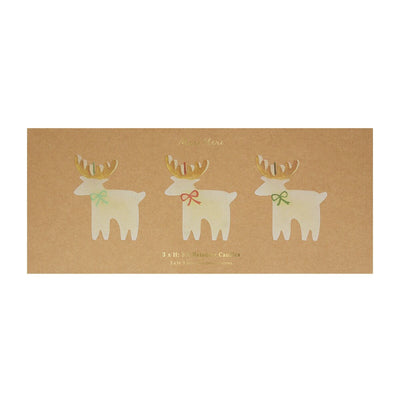 Reindeer With Bow Candles (x 3)