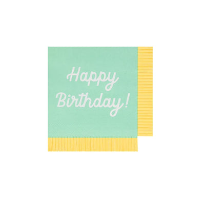 Mixed Happy Birthday Small Napkins (x 16)