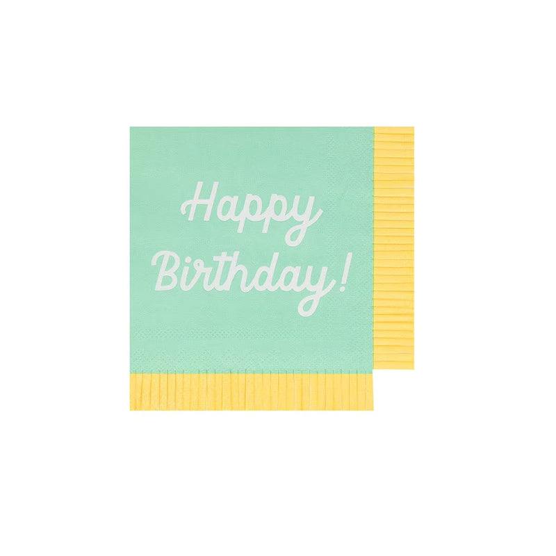 Mixed Happy Birthday Small Napkins (x 16)
