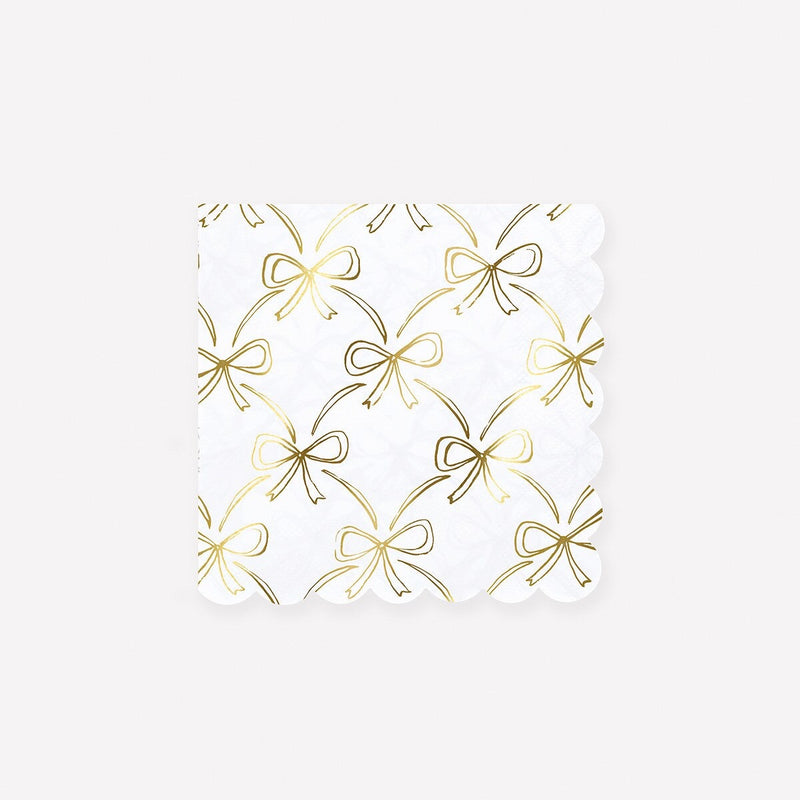 Gold Bow Small Napkins (x 16)
